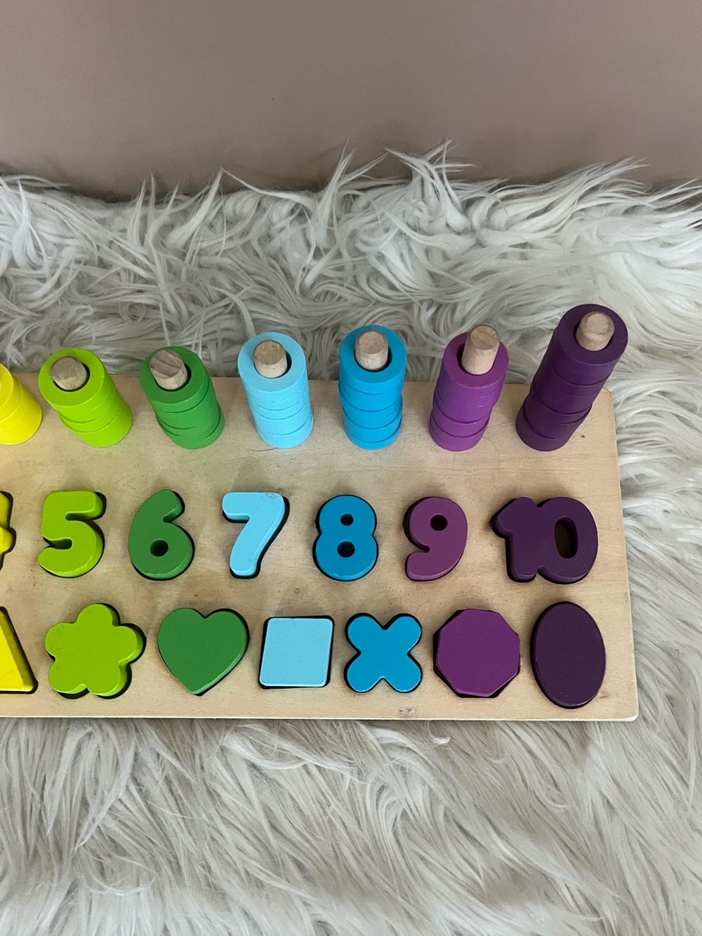 Montessori Wooden Learning Puzzle for Colors, Shapes, & Numbers - Picture 3 of 5